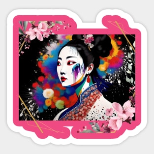 Before you speak, Is it true, is it kind, is it necessary? Asian Geisha Girl Sticker